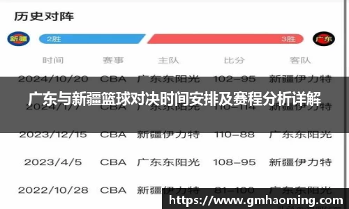 广东与新疆篮球对决时间安排及赛程分析详解